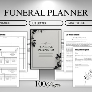 Printable Funeral Planner | Memorial Planning Binder (100 Pages)