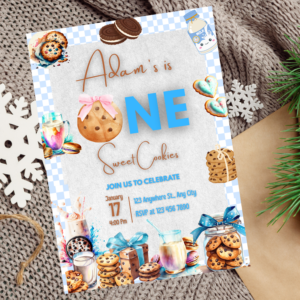 Milk & Cookies First Birthday Invitation