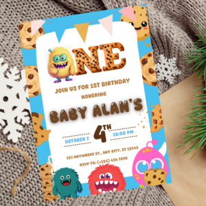 Milk & Cookies First Birthday Invitation | Boy’s 1st birthday
