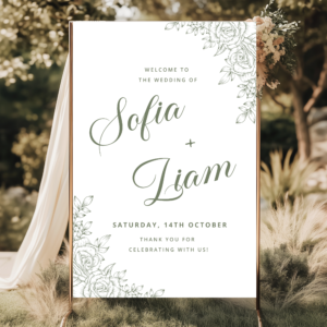 Sage Green Wedding Welcome Sign Template | Editable Canva Printable