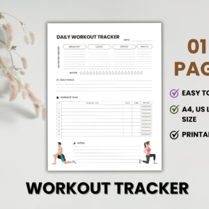 Workout Tracker Printable | Daily Fitness Planner & Exercise Log