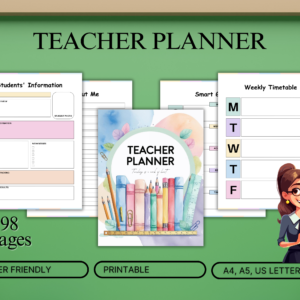 Rainbow Teacher Planner Printable | Lesson & Classroom Planner (A4, A5, US Letter)