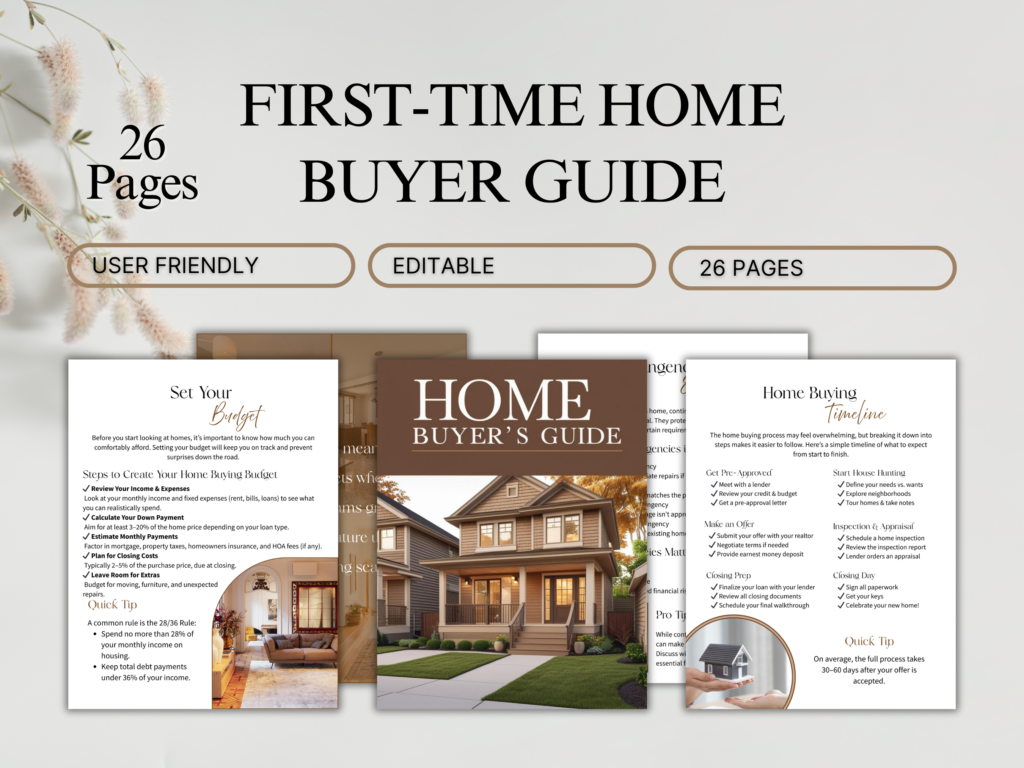 First Time Home Buyer Guide 26-Page Canva Template - Creative Perch
