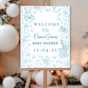 Safari Toile de Jouy Baby Shower Welcome Sign