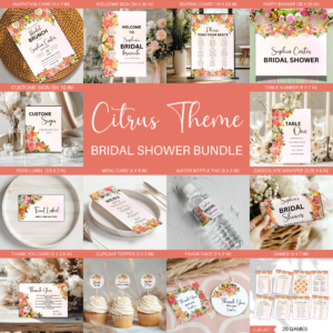 Citrus Bridal Shower Bundle | Editable Canva Templates