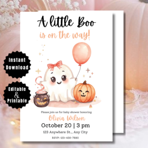 A Little Boo is Almost Due Baby Shower Invitation