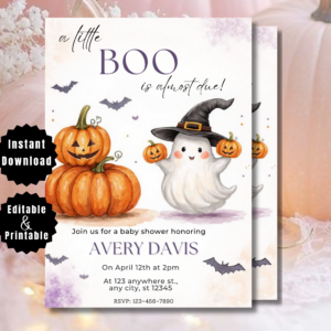 A Little Boo is Almost Due Baby Shower Invitation