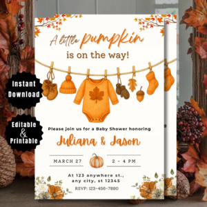 A Little Pumpkin is on The Way Baby Shower Invitation