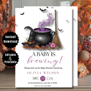 Editable A Baby Is Brewing Baby Shower Invitation