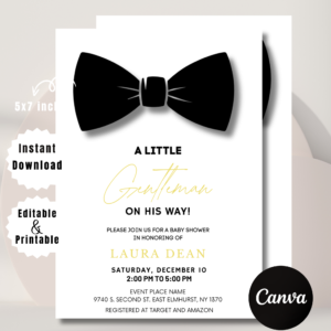 Little Gentleman Baby Shower Invitation – Bowtie Theme