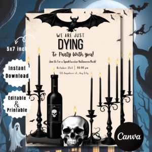 Vintage Halloween Invitation Template | Editable Canva 5x7
