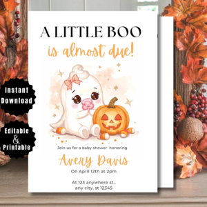 A Little Boo is Almost Due Baby Shower Invitation