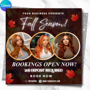 Fall Booking Flyer Template for Lash, Nails, Braids & MUAs