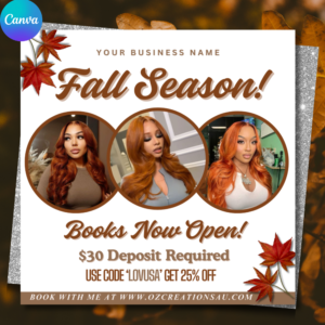 Fall Booking Flyer Template for Beauty Pros