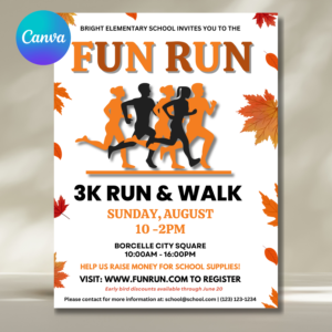 Fall Fun Run Flyer Template | 5K 10K Thanksgiving Race