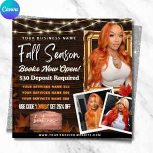 Fall Booking Flyer Template | Lash, Nails, Braids, MU