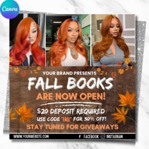 Fall Booking Flyer Template | Lash Nails Braids MUA