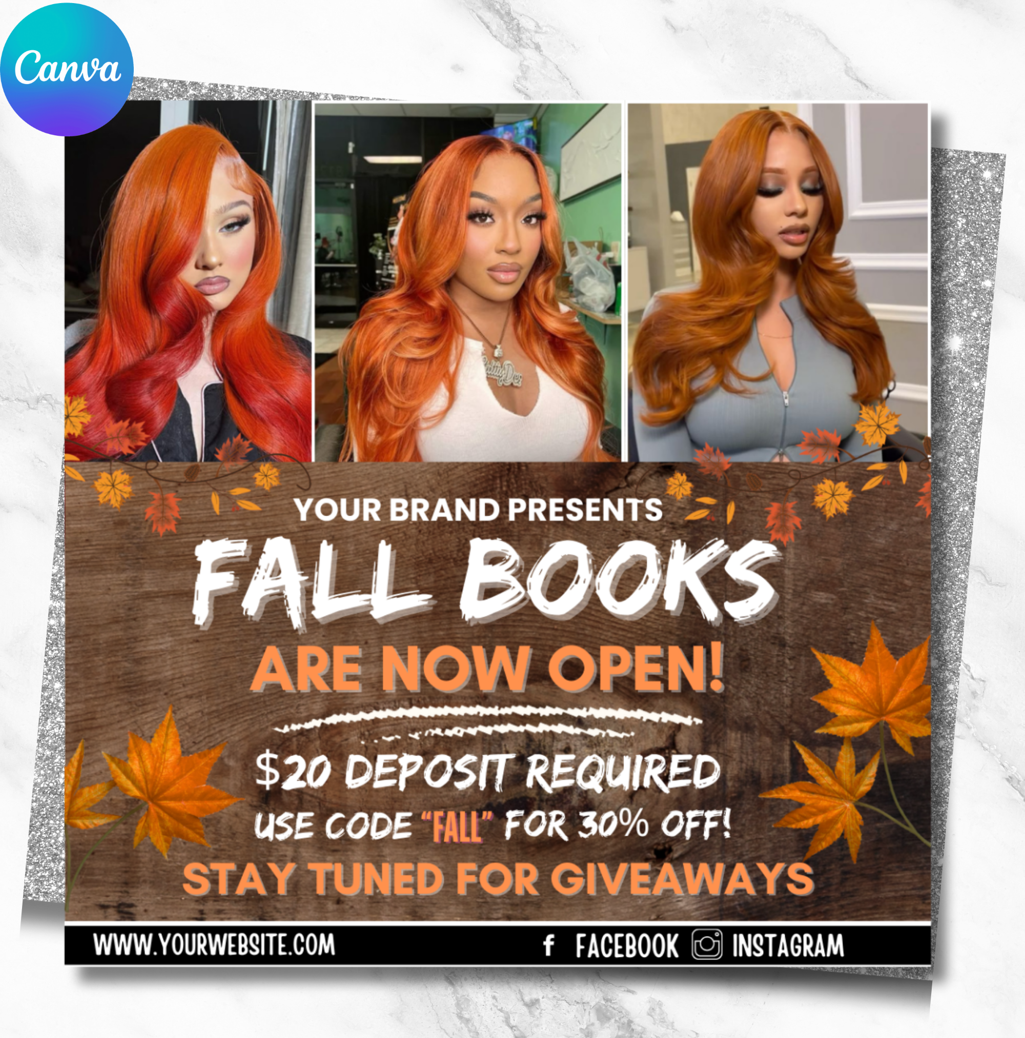 Fall Booking Flyer Template | Lash Nails Braids MUA