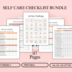 Self Care Checklist Bundle | 7 Page Printable Planner
