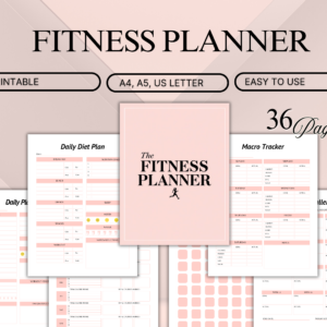 Printable Fitness Planner | 36 Pages Workout & Wellness Tracker