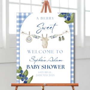 Editable Blueberry Baby Shower Welcome Sign Poster