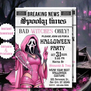 Halloween Newspaper Invitation | Glam Spooky Party