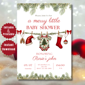 Editable Christmas Baby Shower Invitation