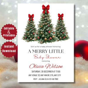 Editable Christmas Baby Shower Invitation