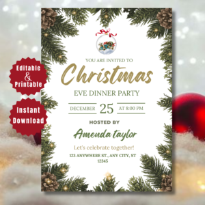 Editable Christmas Party Invitation | Printable Holiday Invite Template
