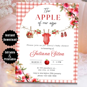 Apple Baby Shower Invitation | Editable “Apple of Our Eye”