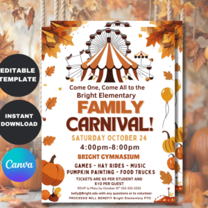 Editable Fall Carnival Flyer Template | Autumn Festival