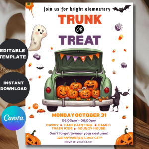 Editable Halloween Trunk or Treat Flyer Template
