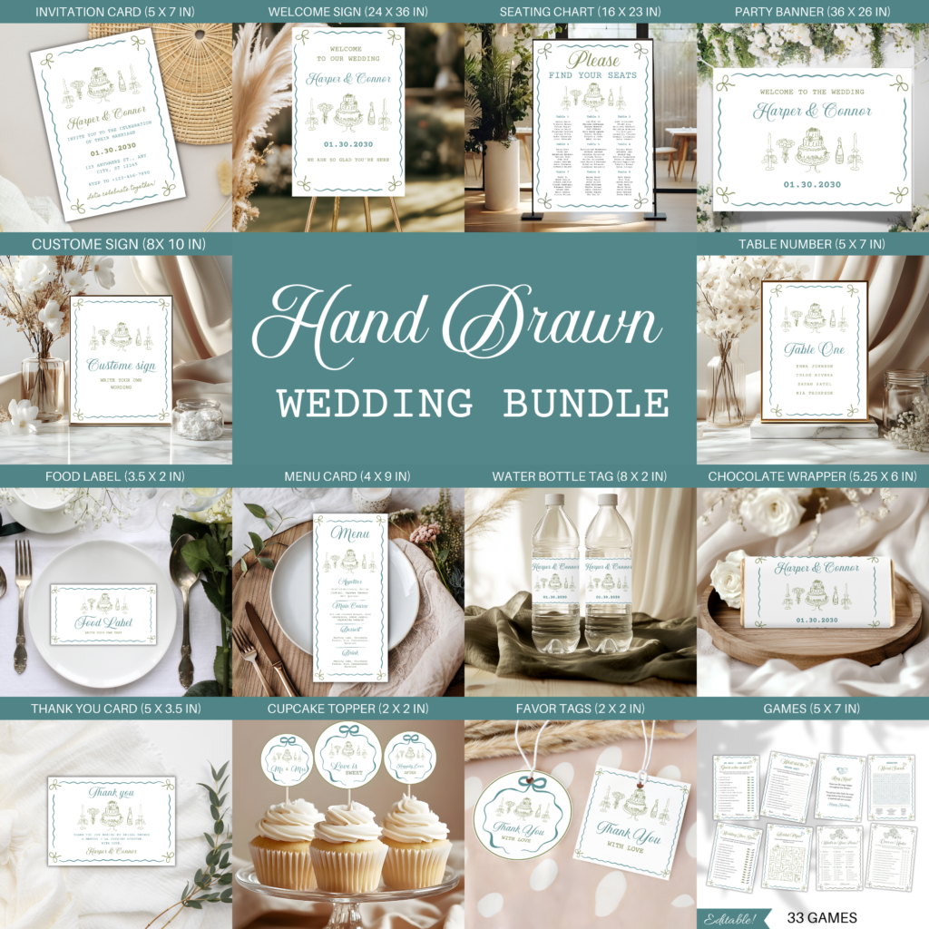 Hand Drawn Wedding Bundle Templates - Creative Perch