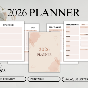 2026 Printable Planner | 30-Page Minimalist Productivity Organizer