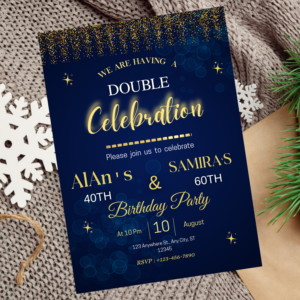 Editable Double Birthday Invitation