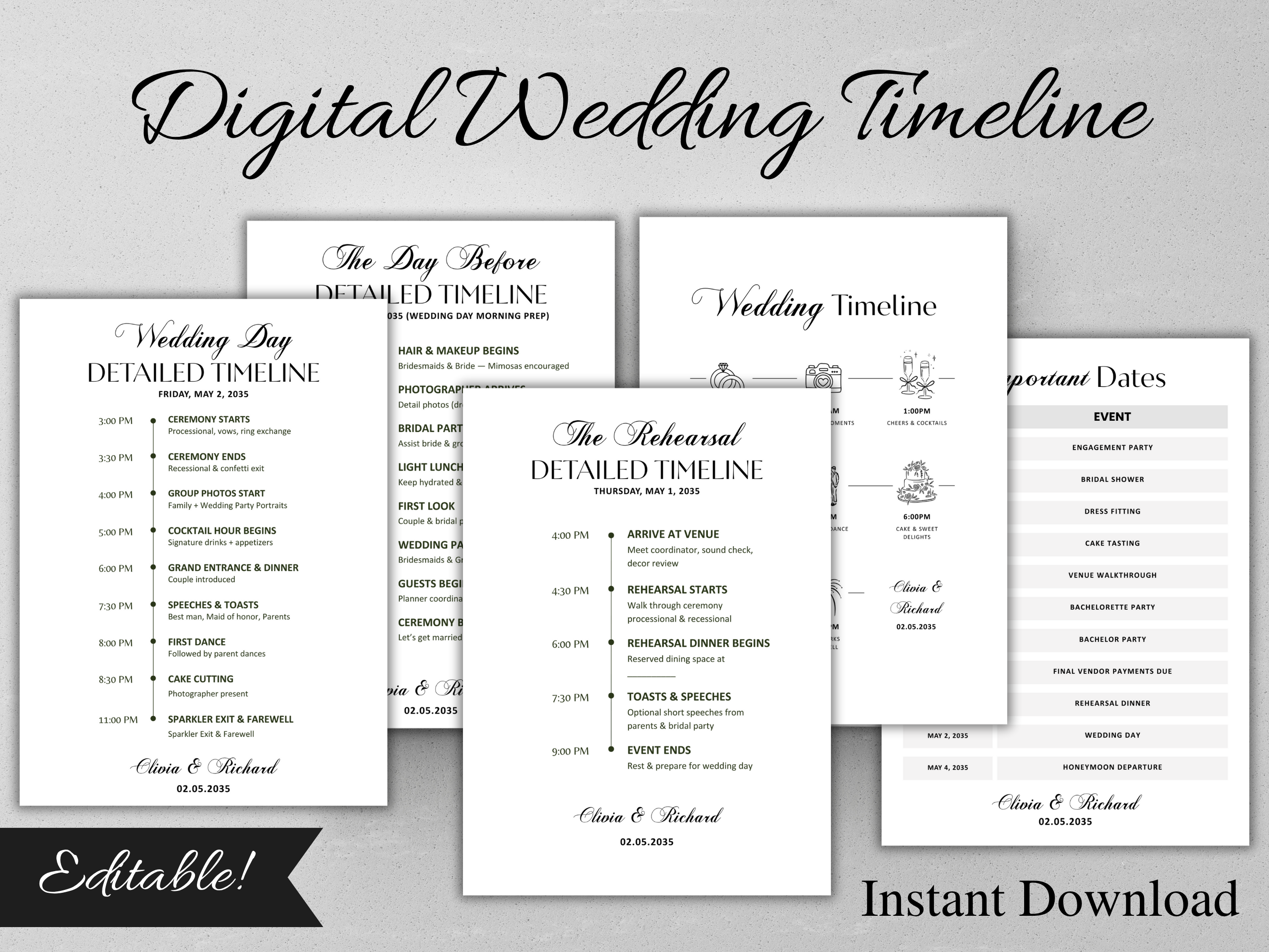 Digital Wedding Timeline Template