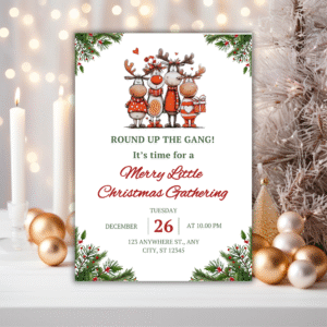 Editable Reindeer Christmas Party Invitation
