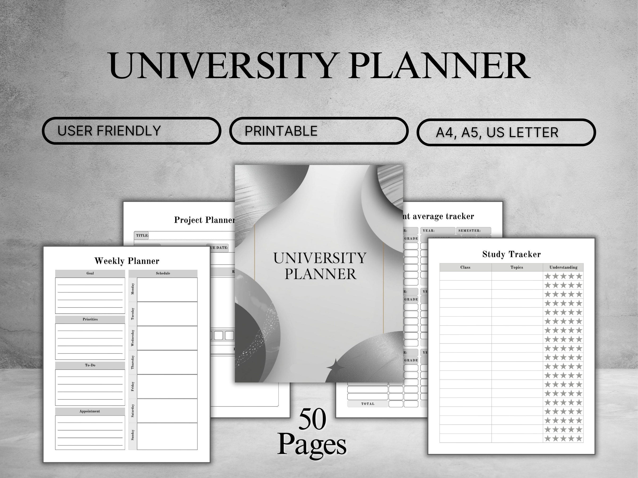 University Planner | 50 Page College & Student Organizer