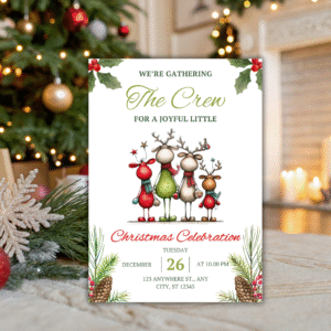Reindeer Christmas Party Invitation