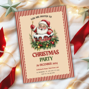Vintage Santa Christmas Party Invitation