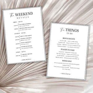 Modern Minimalist Wedding Itinerary Template
