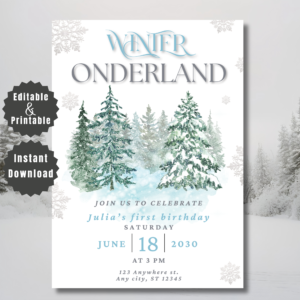 Winter Onederland First Birthday Invitation