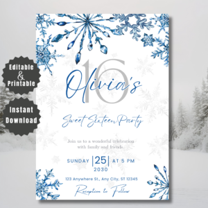 Winter Wonderland Sweet Sixteen Invitation
