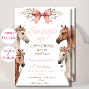 Editable Horse Birthday Invitation