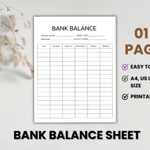 Editable Bank Balance Sheet Template