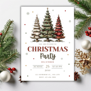 Editable Christmas Trees Party Invitation
