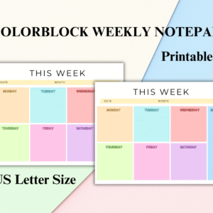 Colorblock Weekly Notepad Printable