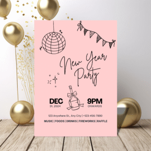 Editable Retro New Year’s Eve Party Invitation