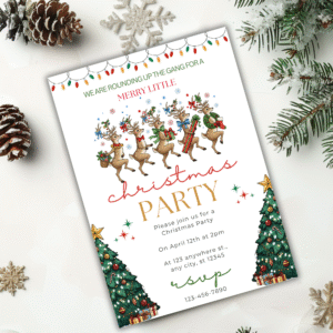 Editable Reindeer Christmas Party Invitation