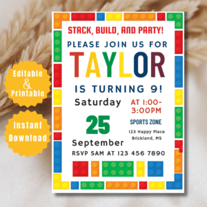 Number Blocks Kids Birthday Invitation